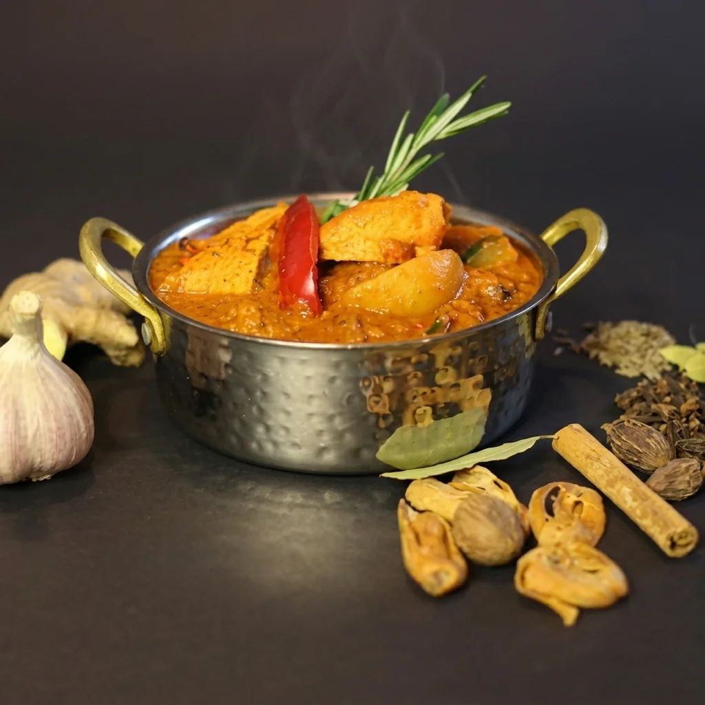 Chicken vindaloo with potato in a tangy, spiced gravy at Dil Tak in downtown Toronto